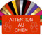 Plaque Attention Au Chien Autocollante – Plaque De Maison PVC Adhésive 10 x 5 cm – 21 Couleurs Disponibles (Orange)