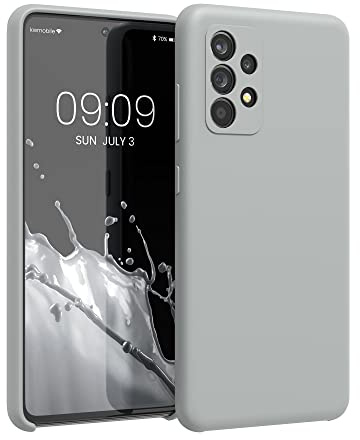kwmobile Handyhülle für Samsung Galaxy A52 / A52 5G / A52s 5G Hülle - Case Silikon - Kabelloses Laden - Schutzhülle Cover in Hellgrau matt
