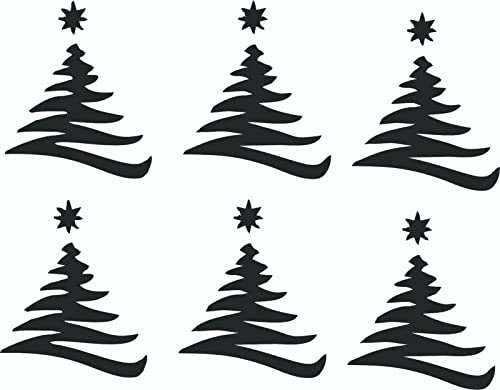 12x Christmas Vinyl Decal Sticker Wine Bottle Mug Window Gift Zig Zag Tree Ch 03 (Red)