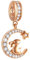 Lapin en or rose sur croissant de lune Charms, Fit pandora pascal bracelet animal collier, perles pendentif lapin en argent sterling 925 avec cz, cadeau de noël pour la saint valentin/fête