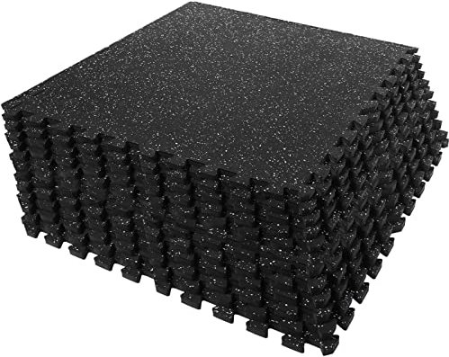 SUPERJARE Home Gym Flooring EVA Foam Rubber Flooring 12 Pack Interlocking Floor Mats for Home Gym Garage 1.4cm Thick
