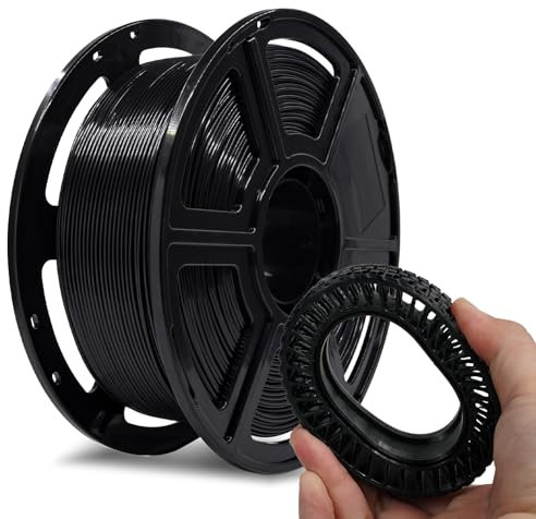 Flashforge PLA Flexibles 3D-Drucker-Filament, 3D-Druckfilamente, 1 kg Spule, Maßgenauigkeit +/- 0,02 mm, umweltfreundlich, kein Rauch und kein Geruch (schwarz, PLA flexibel)