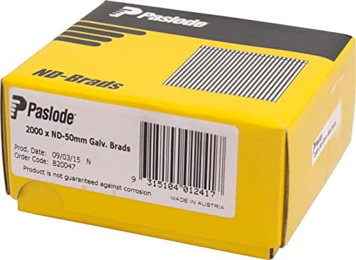 Paslode 50mm ND Series 14 Gauge Galvanised Brads 2000 Pieces Pack