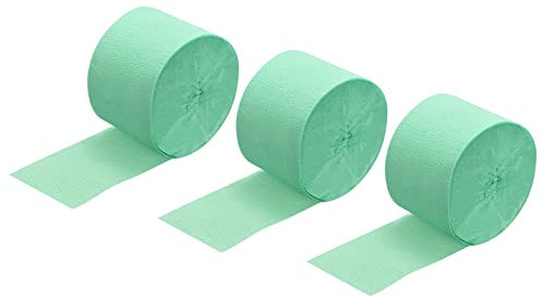 sourcing map Paket von 3 Krepppapier Streamer Dekoration 82ft 1.77 für Party DIY Mintgrün