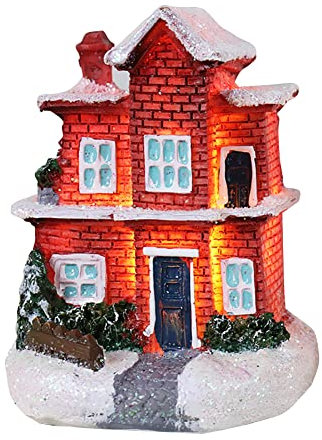 JAWSEU Weihnachtsdorf Beleuchtet LED Weihnachtshaus, Weihnachtsdeko Haus, Weihnachtsdorf Weihnachts Szene Tisch Deko Lichter Haus Beleuchtet