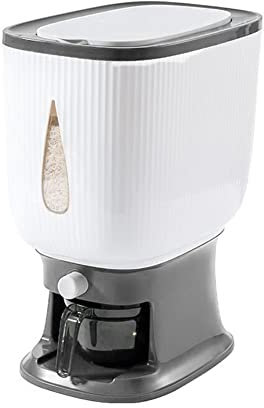 Aboiledy Distributeur de céréales - 10 kg - Avec couvercle et gobelet à rice - Grand distributeur de farine - Distributeur de céréales - Distributeur de céréales - Rangement de la nourriture pour