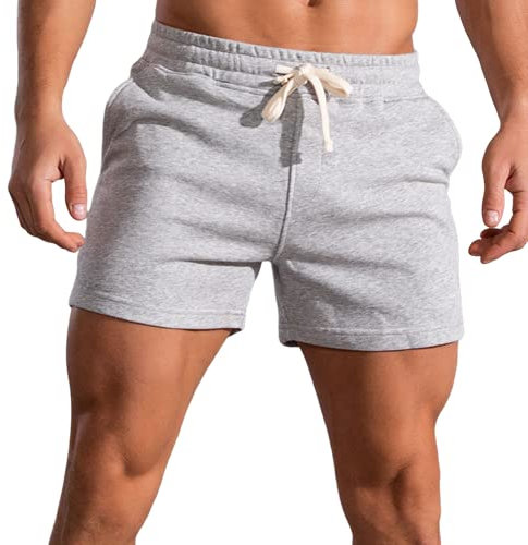 3-Zoll-Laufshorts für Herren, Fitness-Training, Bodybuilding-Shorts, atmungsaktive Baumwoll-Sportshorts Grau L
