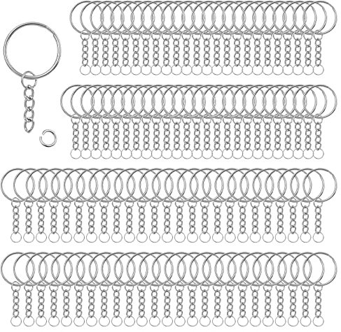 100 Pezzi 25 mm Anelli Portachiavi Anello Ganci Portachiavi Anellini Acciaio Inox Accessori per Portachiavi Fai Da Te Kit per Porta Chiavi Mestieri Lavori di Bricolage | Argento