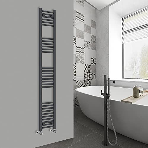 Warmehaus Straight Bathroom Heated Towel Rail Ladder Radiator Anthracite 1800x300mm