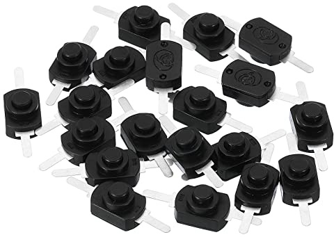PATIKIL 20Stk Verriegelung Drücken Schaltfläche Schalter Gerade Füße Ein/Aus Selbstsperrung DC 30V 1A Mikro Kontrolle Schalter für Taschenlampe Licht Lampe Wand Steckdose DIY Schwarz