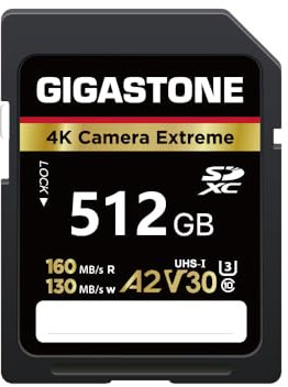 [5-Yrs Free Data Recovery] GIGASTONE 512GB SD Card, Camera Extreme, A2 V30 U3 SDXC Memory Card High Speed UHD Video Compatible with Canon Nikon Sony Panasonic Digital Camera, with 1 Mini case