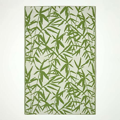 Homescapes Outdoor Teppich wetterfest – Zena Gartenteppich grün aus recyceltem Polypropylen, beidseitig verwendbar, floral Gemustert, für Balkon, Terrasse, Garten, Camping & Indoor, 180x270 cm