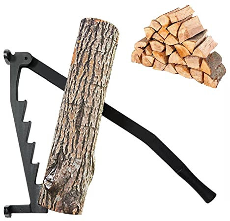 Manual Log Splitter, Wall Mount Firewood Splitter, Hand Log Cacker, Clamping Blade Knife, Wood Splitter, Splitting Kindling Tool for Home and Outdoor Camping