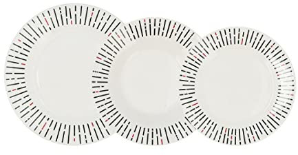 Quid Festival Vajilla Porcelana 18 Piezas - 6 Personas Porcelana Apto Microondas Apilable