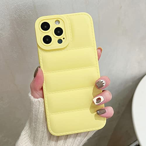 GINASH Candy Color Daunenjacke, weiche Silikonhülle für iPhone 14 11 12 13 Pro Max XS X XR 7 8 14 Plus, stoßfeste Kameraschutzhülle, gelb, für iPhone 14 Plus