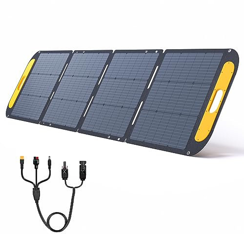VTOMAN VS220 PRO Panneau solaire portable 220W 48V, efficacité de 23% Panneau solaire pliable avec certification IP67 étanche et adaptateurs Anderson XT60 DC5521 et supports réglables