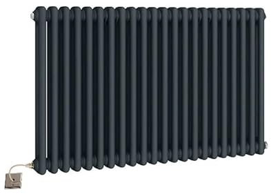 Manissa Electric Anthracite Traditional Column Radiator with PTC Element Old Cast Iron Type School Radiator + 7 Day Timer/Thermostat (2 Column 600mm H x 1164mm W)