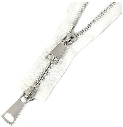 WORKSDUO 1pcs 5# Cerniera in Metallo 60-150cm a Doppia/Doppia cursori a Doppia Cerniera in Metallo Zipper da Cucire in Metallo, Doppio Bianco-Silver, 100cm