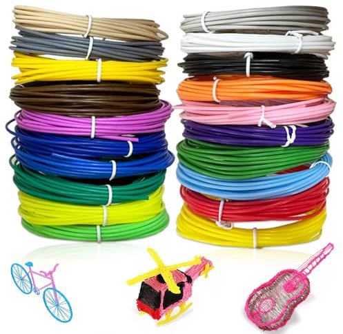 Palwin 3D Stift Filament, 1,75 mm 3D Pen Filament, 3D Stift Zubehör Filament, 100m, 20 Farben, je 5M, Filament Packung, Geschenke für Mädchen und Jungen,Geeignet für Alle 3D-Stifte