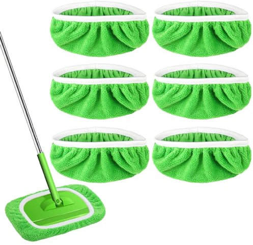 6pcs Mop Pad Refills, for Swiffer Reusable Dry Sweeping Cloths and Wet Mops, Washable Microfiber Sweeping Mop Refills for Household Cleaning and Mopping (mop not Included)