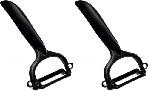 KYOCERA - CP10NBK - Eplucheur rasoir noir avec lame céramique ultra tranchante - matériau sain qui ne rouille pas et n'oxyde pas les aliments (Lot de 2)