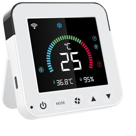 Termostato inteligente, Tuya Termostato inteligente WiFi, control de temperatura infrarroja, sensor de humedad, termostato de pantalla táctil LCD