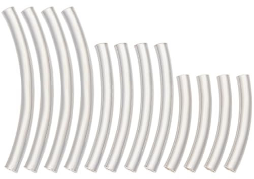 Beebeecraft 1 Caja 12 Piezas Cuentas de Tubo Curvo 925 Plata de Ley 3 Tamaño Columna Curvada Fideos Cuentas Espaciadoras Sueltas para Bricolaje Pulsera Collar Fabricación de Joyas