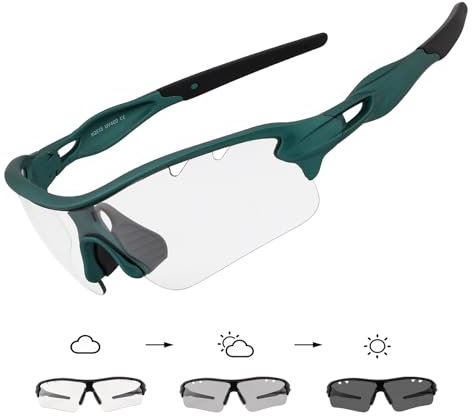 Eninedeuisou Fahrradbrille Selbsttönend Sonnenbrille Herren Damen Sportbrille UV400 Schutz für Schnelle Mtb Laufen Radfahren Baseball Outdoorsport Fahrrad