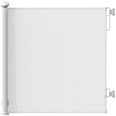 JUPISHOP No Drilling&Drilling Retractable Stair Gate for Baby and Dogs-Up to 150 cm Wide-86 cm Tall,White,Extendable Indoor Gates,Safety Stairgate for Kids,Stairs Barrier for Door & Pets