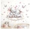 Little Deco Wandtattoo Elefanten auf Wolke Kinderzimmer Wandsticker Boho Schmetterlinge Babyzimmer Wandaufkleber Tiere Schlafzimmer Wanddeko DL5032-03