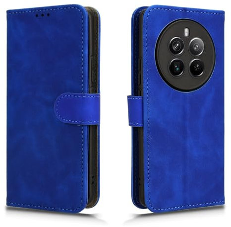 HAOYE Coque pour Realme 12 Pro / 12 Pro+ Plus 5G, Etui Protection Housse Premium en Cuir PU Flip Case Portefeuille ave ID Carte de Crédit Slot Fermeture Magnétique, Bleu