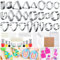 RUIJIE Polymer Clay Ausstecher Ohrringe Set, 150 Pcs Polymer Clay Cutters mit Ohrringkarten Haken, 24 Form Polymer-Ton-Ausstecher, Ton-Ohrringschneider für Schmuckherstellung DIY Schmuck (Edelstahl)