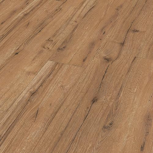 Meister Laminatboden MeisterDesign. Laminate LL 150 S 2052 x 220 x 10 mm 06256 Eiche rustikal Cognac Rohholz-Poren-Struktur