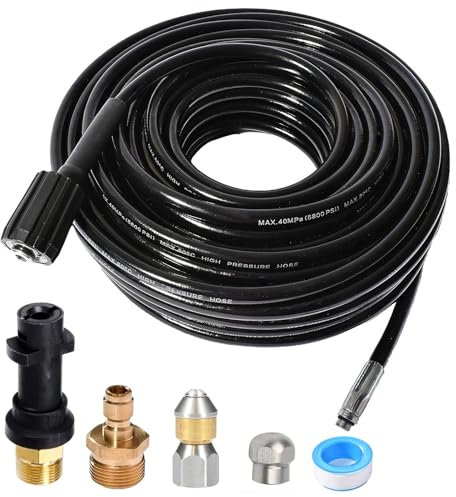 Pressure Washer Pipe Cleaning Hose Jetter Nozzles Kit K2-K7 1/8”NPT Sewer Drain Adapter, Nozzles Rigid + Rotating Quick Connect+Waterproof Tape+M22-14/15mm Double Rod Thread Brass Replacement