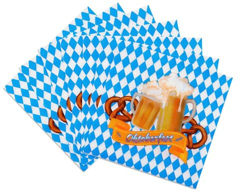Oktoberfest servietten blau weiß, 40pcs servietten bayrisch, oktoberfest deko, oktoberfest accessoires für deko oktoberfest party, deko bayrische party