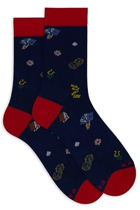 Gallo Calze corte uomo blu fantasia carte e dadi