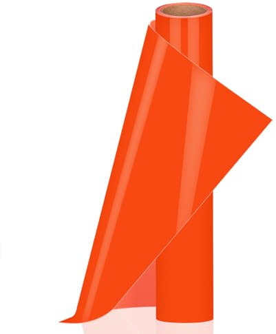 VINYL FROG Rouleau de vinyle adhésif permanent brillant, facile à découper, à transférer pour tasse, fenêtre, décoration d'intérieur, et autres projets de bricolage Orange fluo 30,5 x 3 m