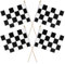 4uds Banderas a Cuadros, 28x20cm Banderas de Carreras con Punta de Lanza Redonda Reutilizables Banderas en Blanco y Negro para Suministros de Decoración de Eventos Deportivos