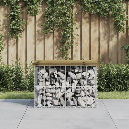 Xichuzi Gartenbank aus Gabionen 63x44x42 cm Kiefernholz Imprägniert, Terrassenmöbel, Wetterfeste Bank, Outdoor Bank, Parkbank, Garten Banken, Deko Bank, Gartenmöbel - 834355