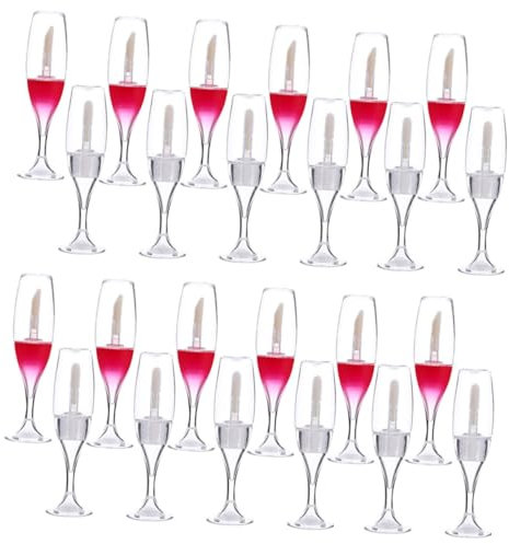 Ipetboom 3 Juegos Copa De Vino Brillo De Labios Brillo De Labios Reutilizable Con Pincel Dispensador Equipo Botellas Recargables De Brillo De Labios Pasta El Plastico 24 Uds * 3