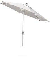 EASY ALLROUND LED Kurbelschirm 300 cm | rund | Schirmstock Aluminium silber | Bezug hellgrau meliert 100% Polyester (ca. 220 g/m²) | Öffnung mit Kurbel | LED warmweiß