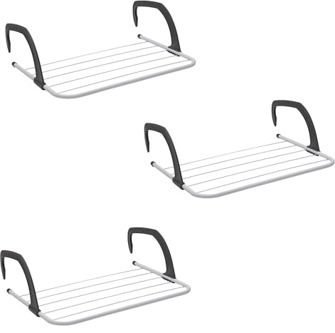 ABN Finest Pack of 3 Over Radiator Clothes Airer - Drying Rack, Towel Rail Holder for Bathroom Door Hanger Horse with 5 Hanging Bars & Adjustable Arms for Indoor & Outdoor, 1kg Capacity - 33x52cm