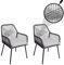 Mendler 2er-Set Gartenstuhl HWC-O12, Outdoor Sitzpolster Aluminium Seilgeflecht Rope - anthrazit, Bezug grau