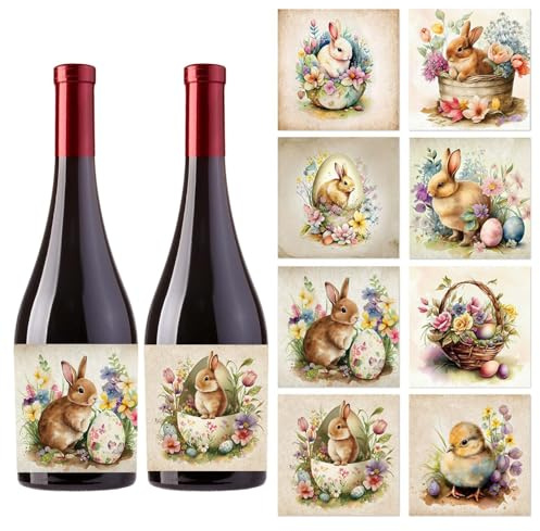 Osterhasen-Aufkleber, Osterflaschen-Aufkleber | selbstklebend, dekorativ, Aufkleber, Aufkleber, Flaschenaufkleber für Weinflaschen, Wand, Tür, Humor