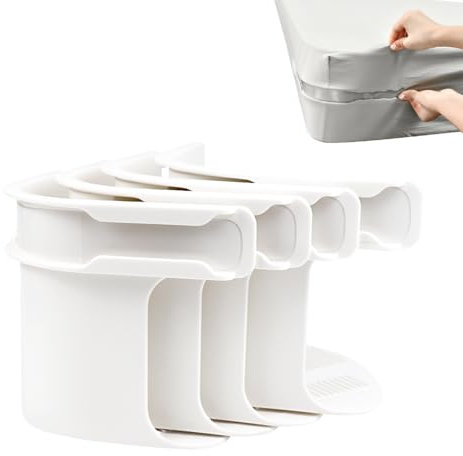 4 Pièces Supports de Draps-Housses pour Coins Kit, Antidérapant Attaches de Draps, Support Clips de Drap de Lit à Angle Ouvert, Support de Drap de Lit avec Bandes de Verrouillage, pour Protège-Matelas