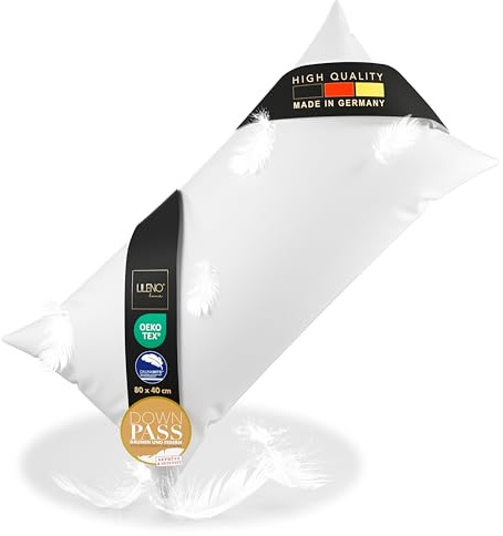 LILENO HOME 3-Kammer Daunenkissen 40x80 - Allergiker geeignet - Baumwoll Kissen 40x80 mit Federn & Daunen Füllung - langlebig & atmungsaktives Kopfkissen Daunen u. Federfüllung