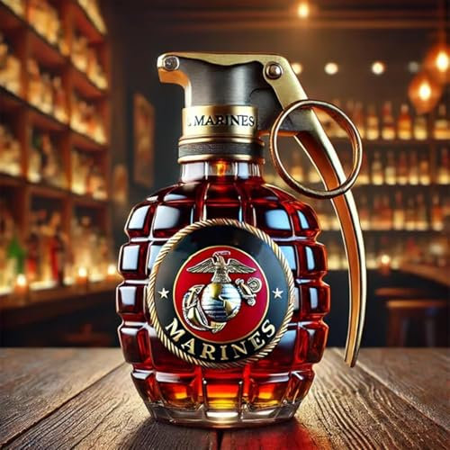 PANYIXUAN Bouteille de whisky militaire, grenade à main, 300 ml, ensemble de carafe à décanter pour homme, cadeau vétéran