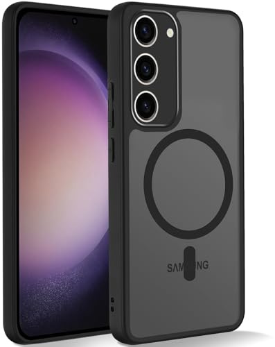 Yxnvixn for Samsung Galaxy S23 5G Case, [Compatible with Magsafe] Slim Translucent Matte Back Silicone Cover Shockproof Anti-Fingerprint Magnetic Phone Case for Samsung S23 6.1, Black