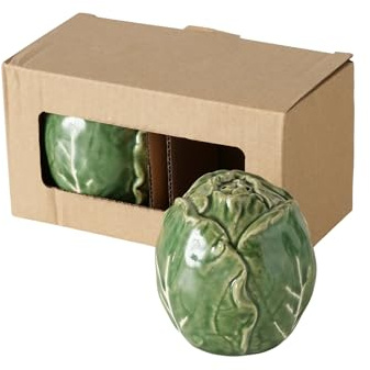 BOLTZE 2054415 Cabbage - Salero y pimentero (cerámica, altura de 7,5 cm, capacidad de 135 ml, apto para lavavajillas, salero y pimentero), color verde