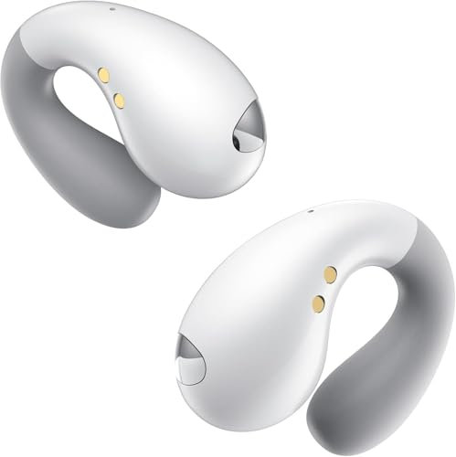 EUQQ Auriculares Conducción Ósea Blanco - Auriculares Inalámbricos Deportivos con Bluetooth 5.3 y Sonido Envolvente, Cascos Inalámbricos Bluetooth Deporte con Diseño Ergonómico para Running y Gimnasio